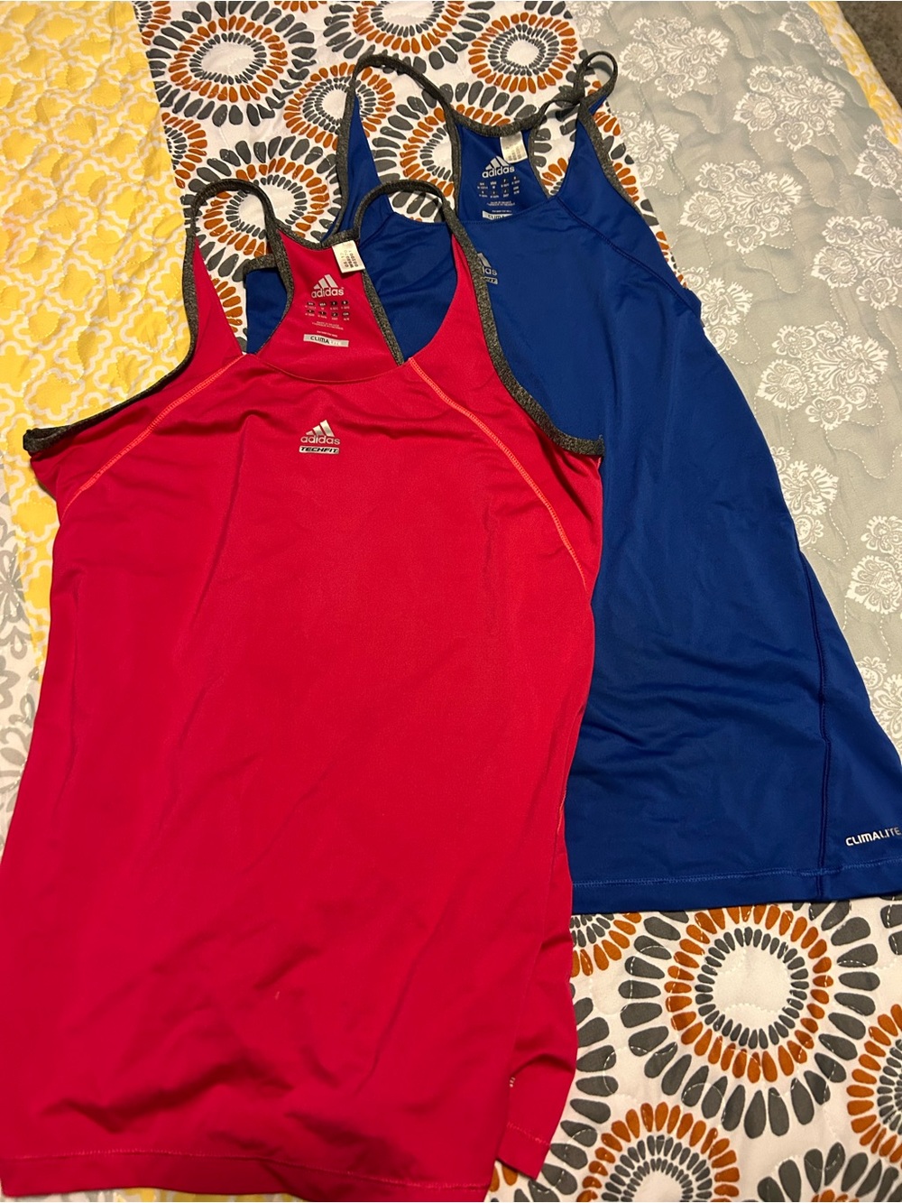 Ladies medium Adidas Red and Blue Athletic Climalite Tank Tops